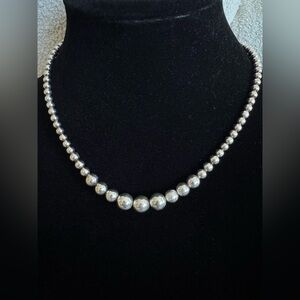 Tiffany & Co Sterling Silver Graduated Ball Bead Necklace Super Shiny Elegant!